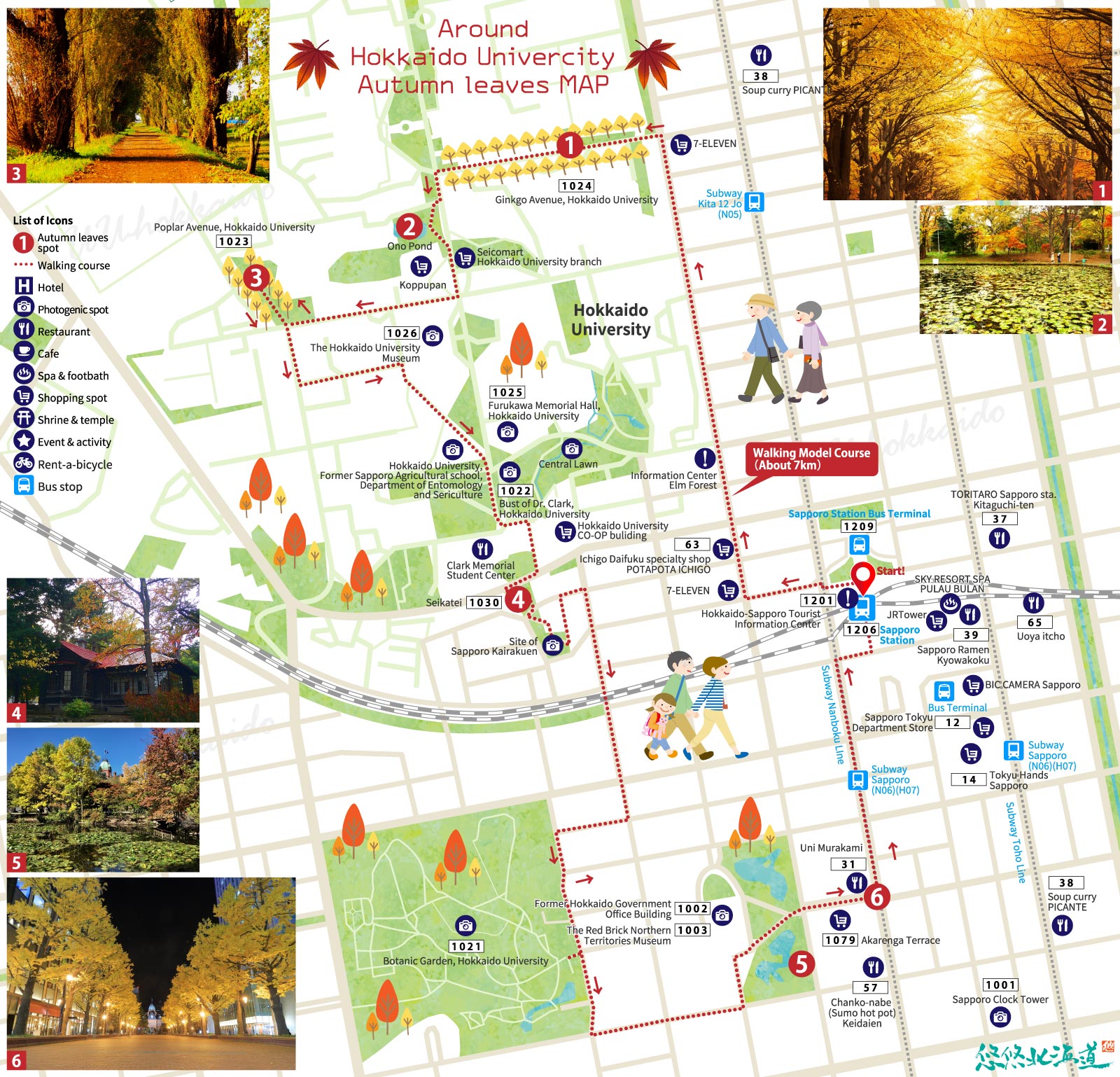 Around Hokkaido University walking map